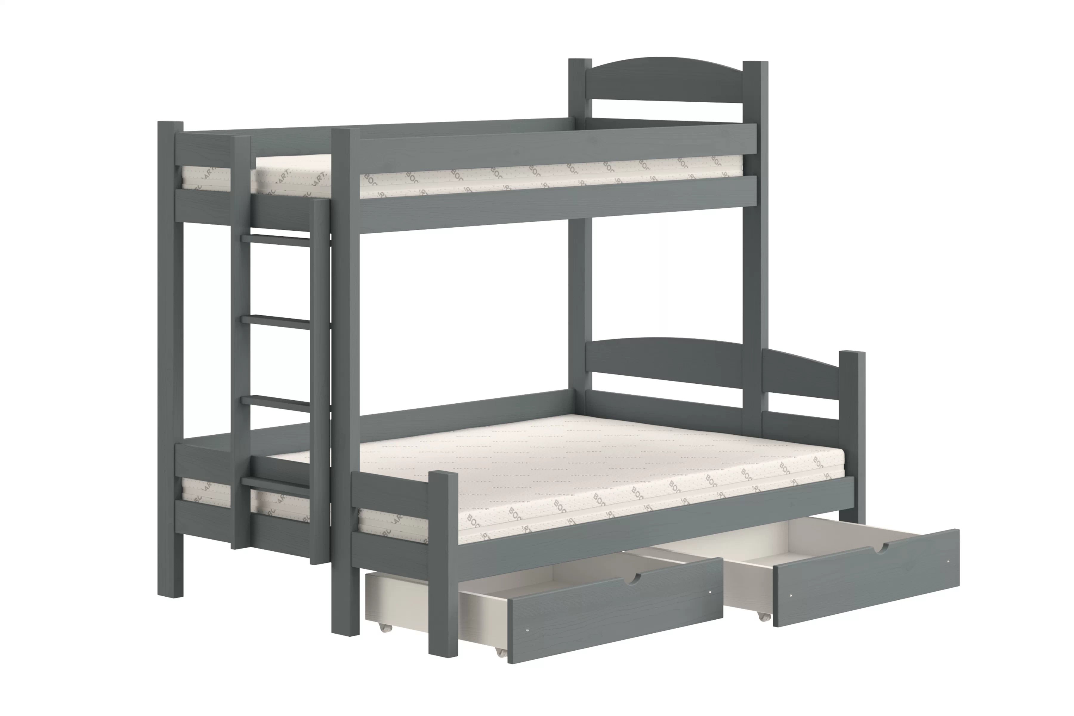 Patrová postel Lovic levá 80x200/140x200 cm - grafitová Postel patrová  Lovic 80x200/140x200 se zásuvkami levá - grafit