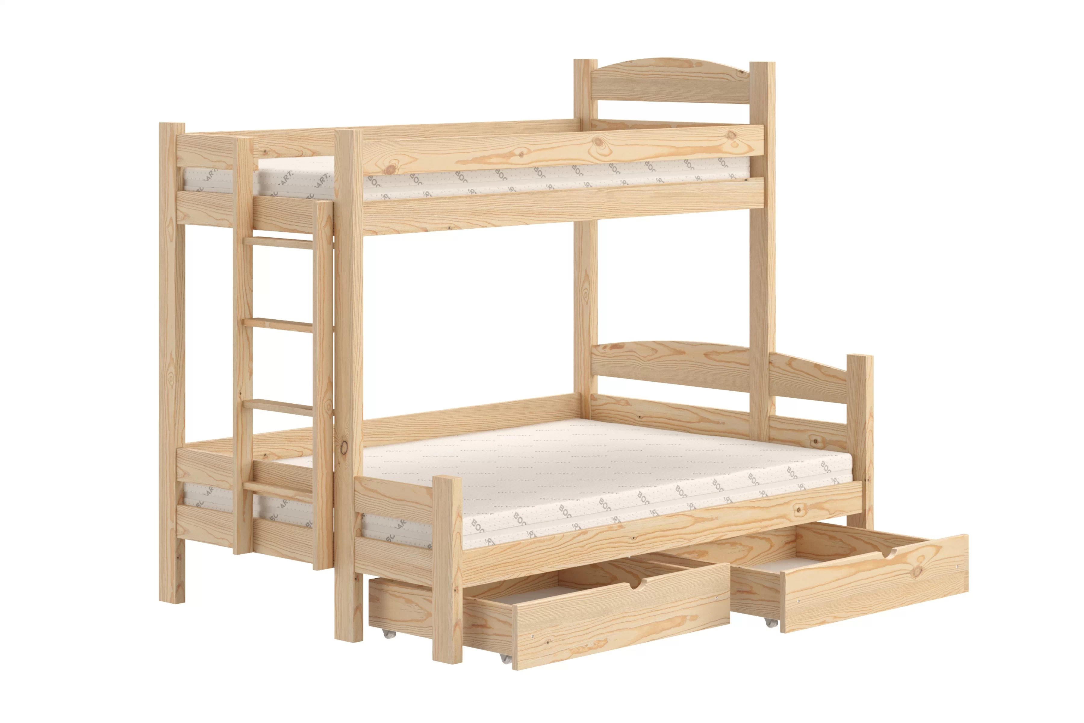 Poschodová posteľ Lovic so zásuvkami ľavá - borovica, 80x200/140x200 Posteľ poschodová Lovic 80x200/140x200 so zásuvkami ľavá strana - Borovica