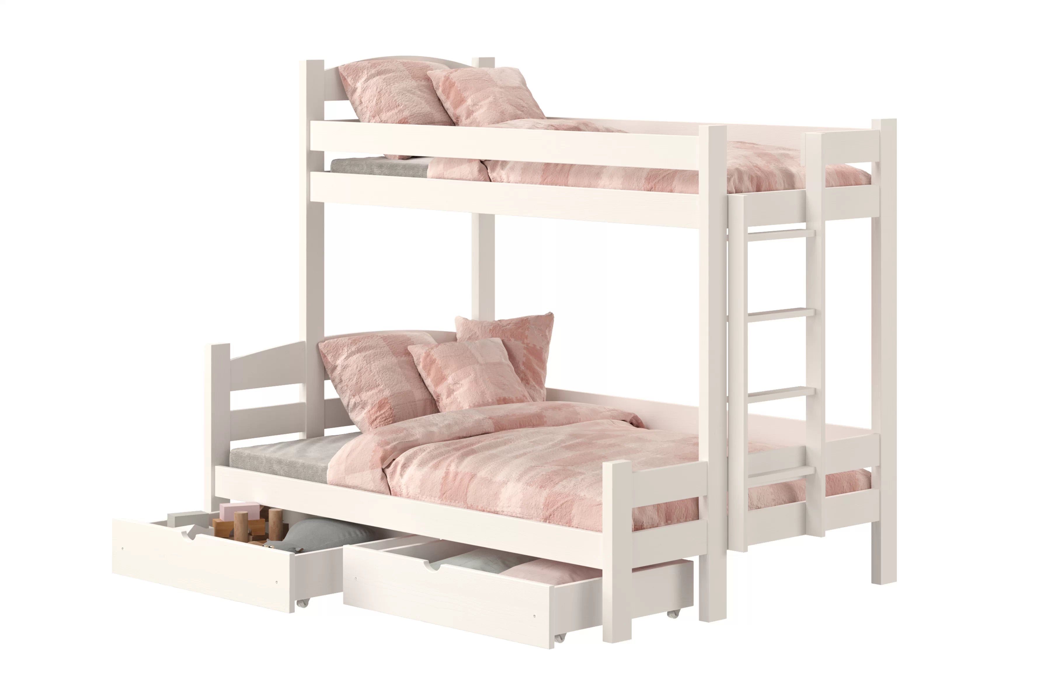 Patrová postel Lovic pravá 80x200/140x200 cm - bílá Postel patrová  Lovic 80x200/140x200 se zásuvkami pravá - bílá