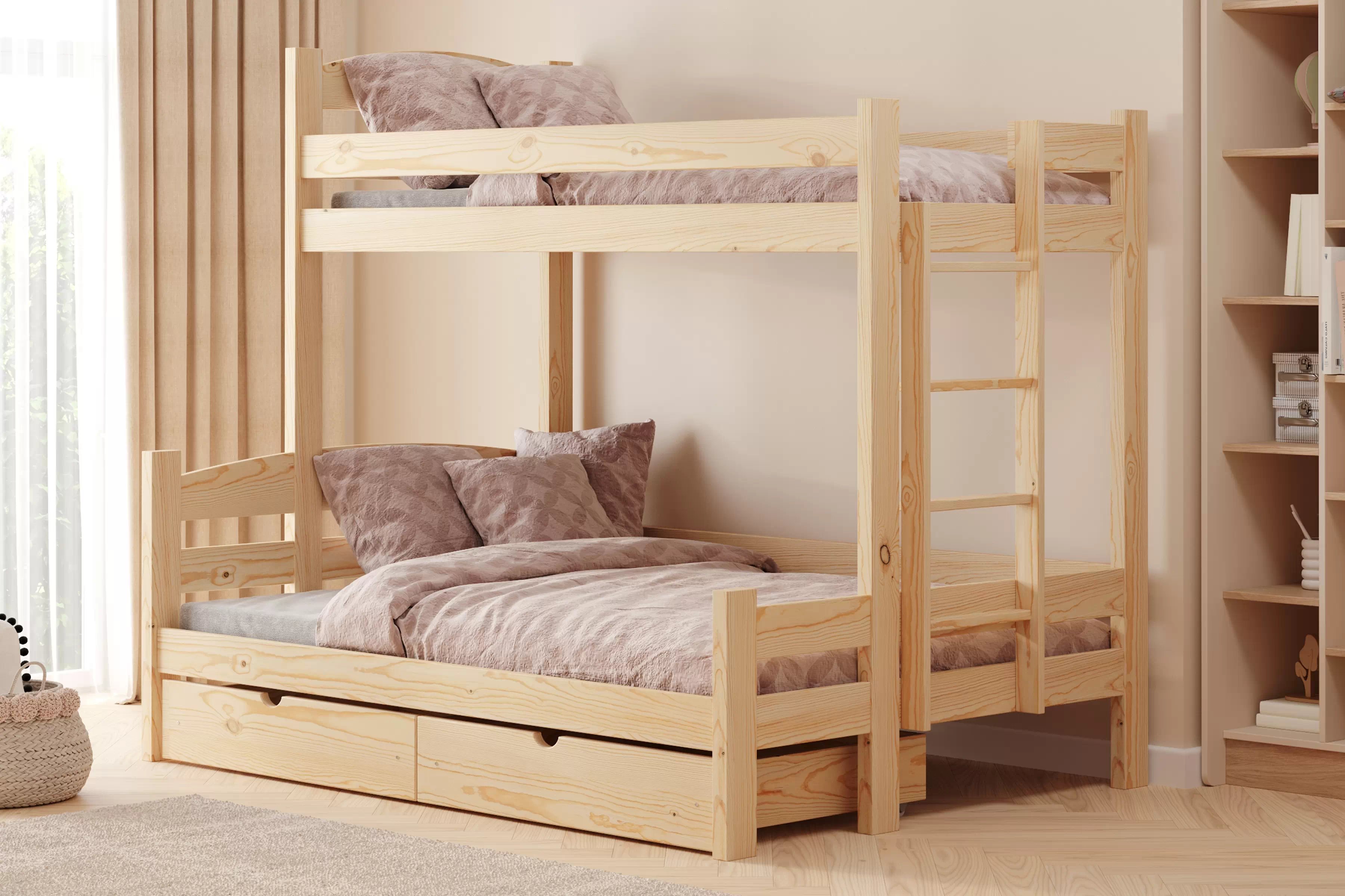 Patrová postel Lovic pravá 80x200/140x200 cm - borovice Postel patrová  Lovic 80x200/140x200 se zásuvkami pravá - borovice