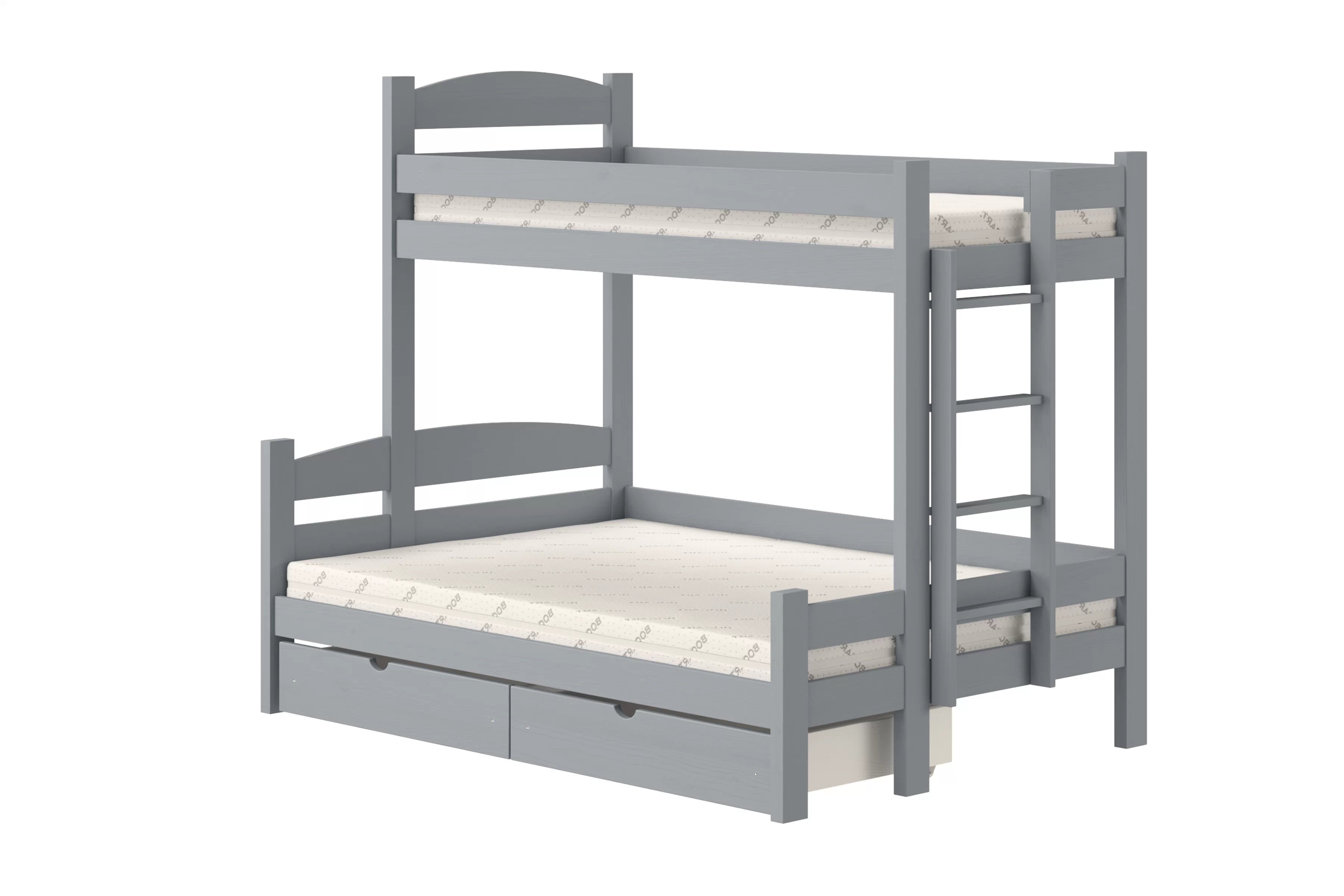 Poschodová posteľ Lovic so zásuvkami pravá - šedý, 80x200/140x200 Posteľ poschodová Lovic 80x200/140x200 so zásuvkami pravá strana - šedý