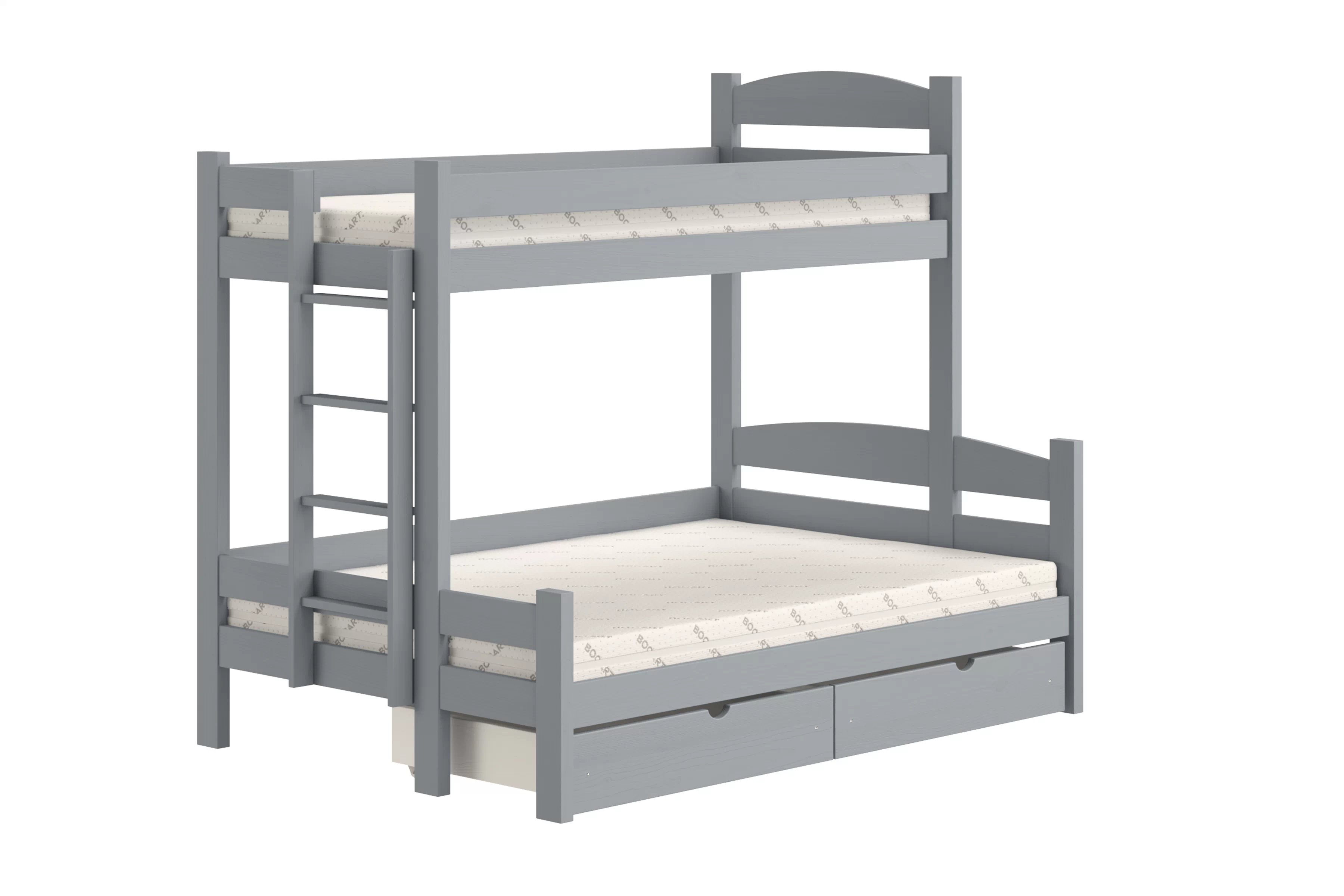 Poschodová posteľ Lovic so zásuvkami ľavá - šedý, 90x200/120x200 Posteľ poschodová Lovic 90x200/120x200 so zásuvkami ľavá strana - šedý