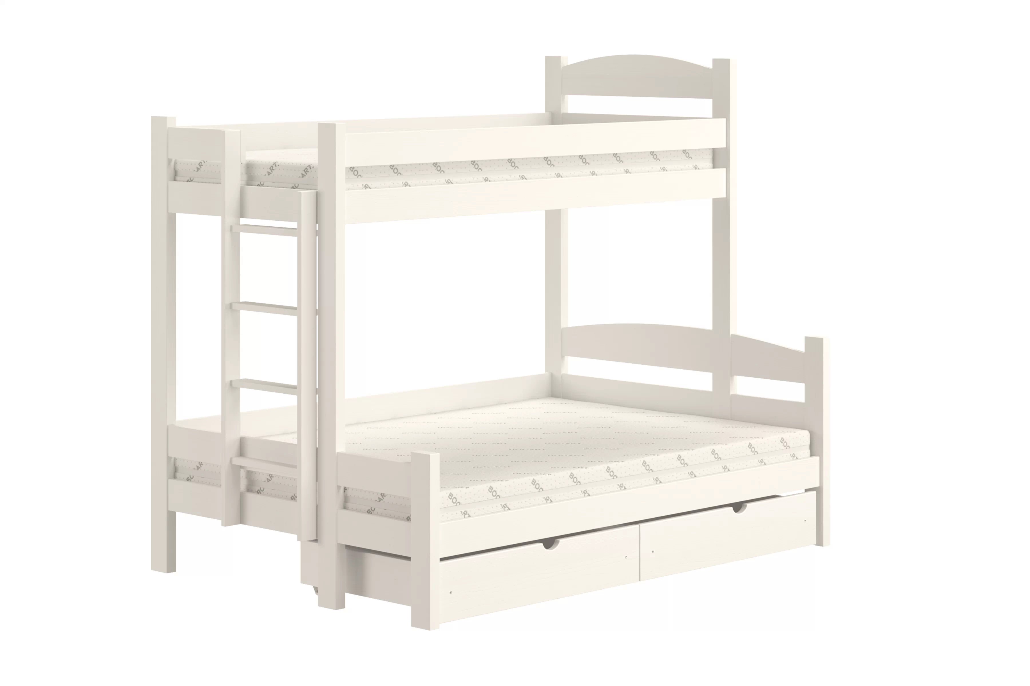 Poschodová posteľ Lovic ľavá - 90x200/140x200 cm - biela Posteľ poschodová Lovic 90x200/140x200 so zásuvkami ľavá strana - Biely