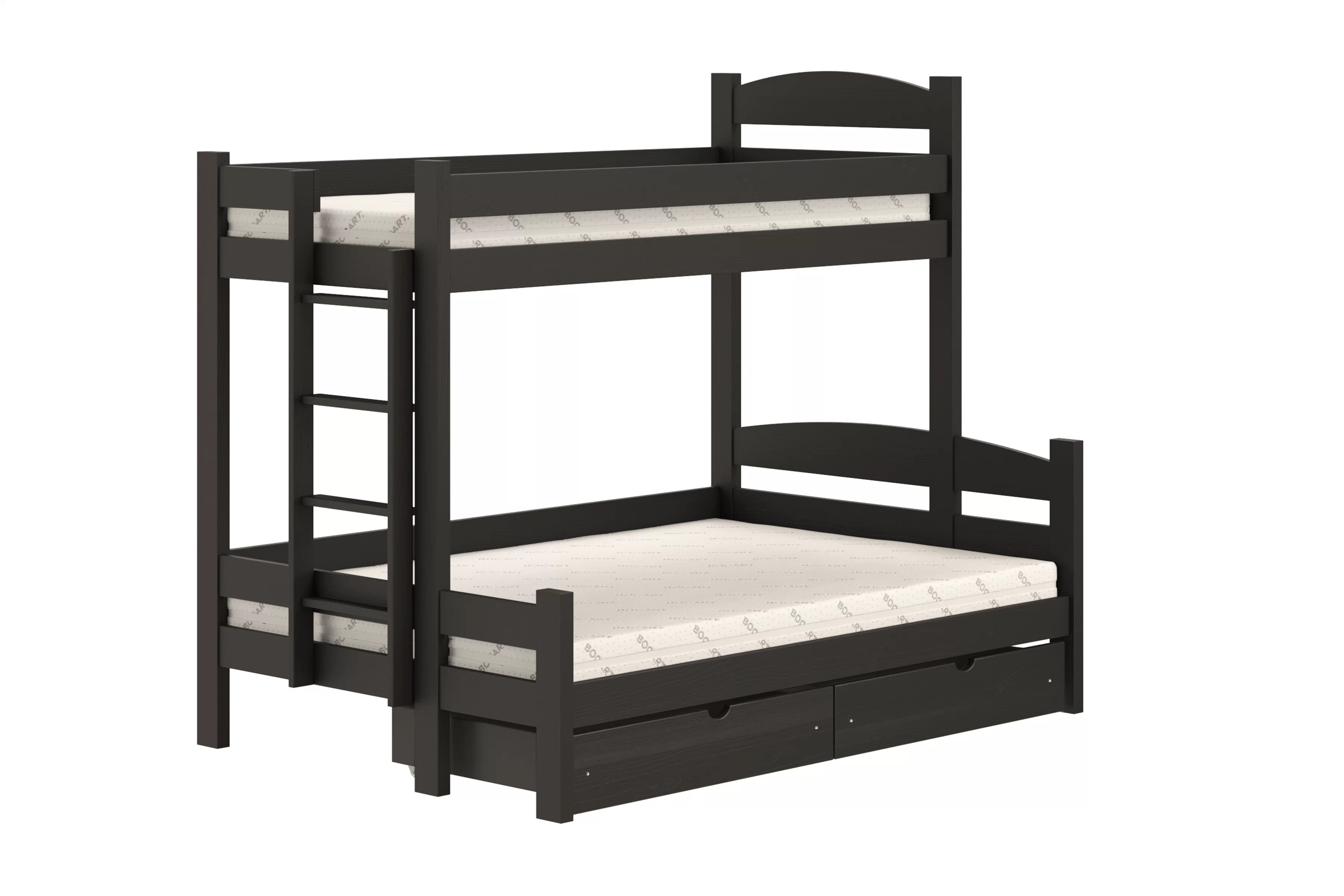 Patrová postel Lovic levá 90x200/140x200 cm - černá Postel patrová  Lovic 90x200/140x200 se zásuvkami levá - černá