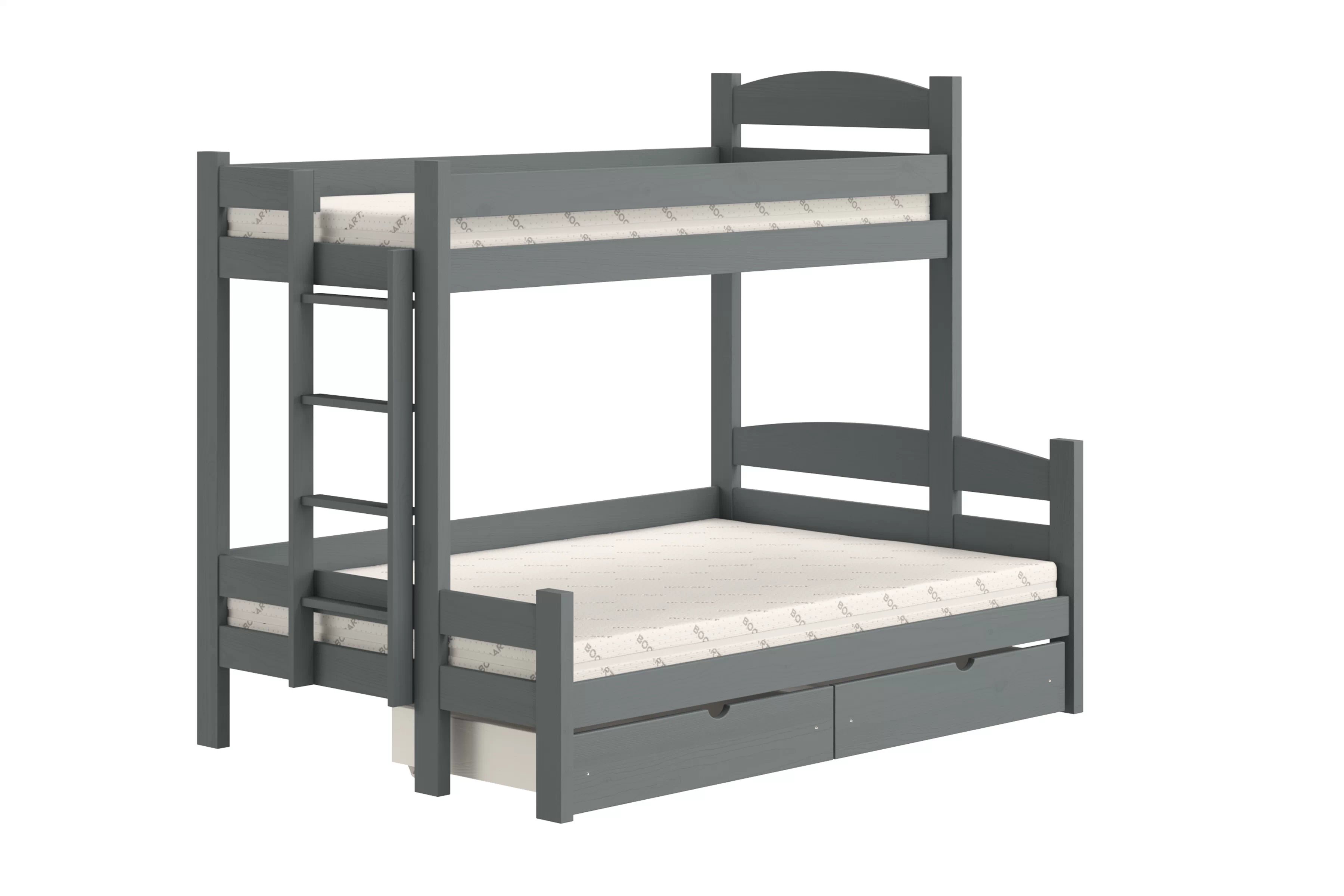 Poschodová posteľ Lovic so zásuvkami ľavá - grafit, 90x200/140x200 Posteľ poschodová Lovic 90x200/140x200 so zásuvkami ľavá strana - grafit