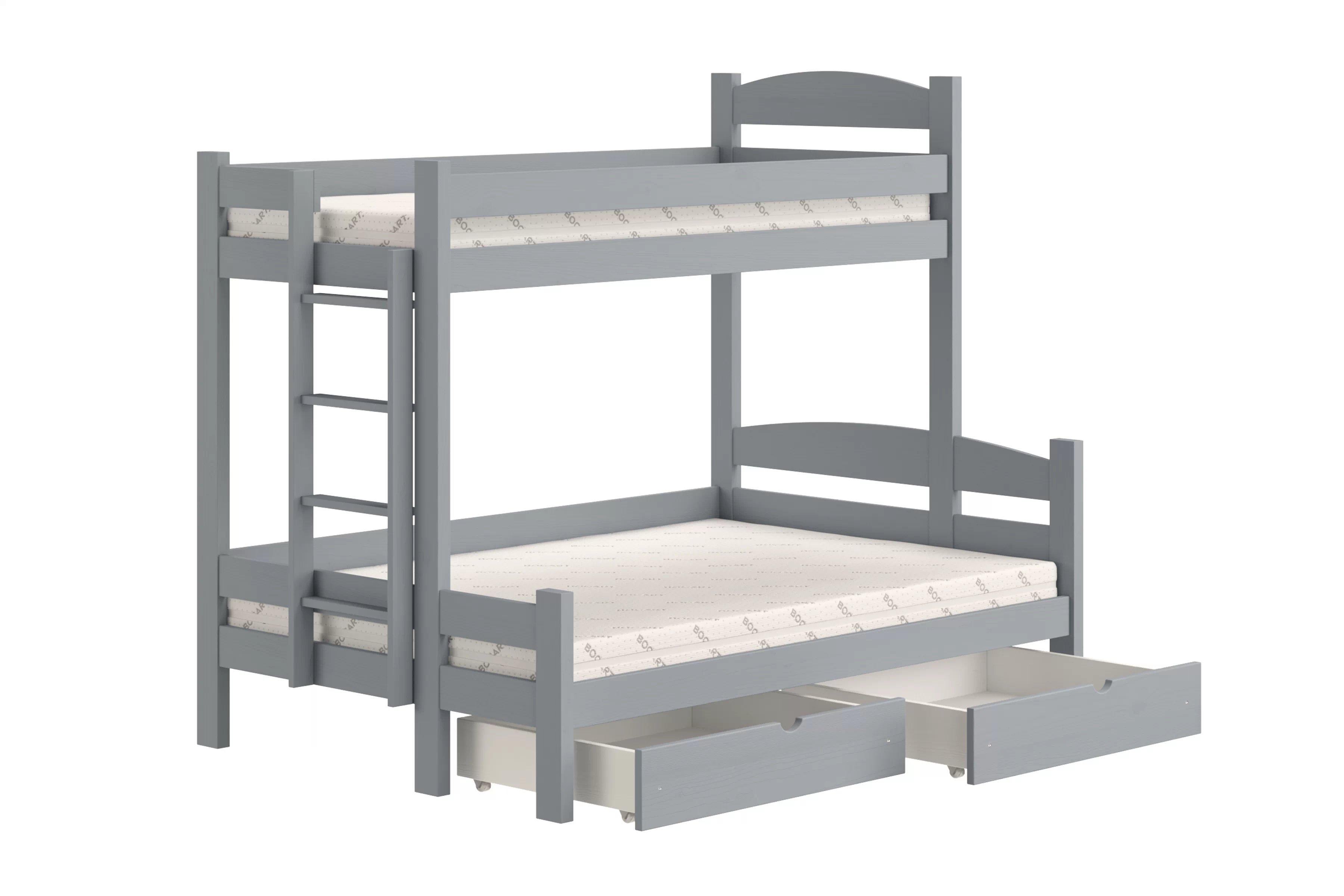 Poschodová posteľ Lovic so zásuvkami ľavá - šedý, 90x200/140x200 Posteľ poschodová Lovic 90x200/140x200 so zásuvkami ľavá strana - šedý