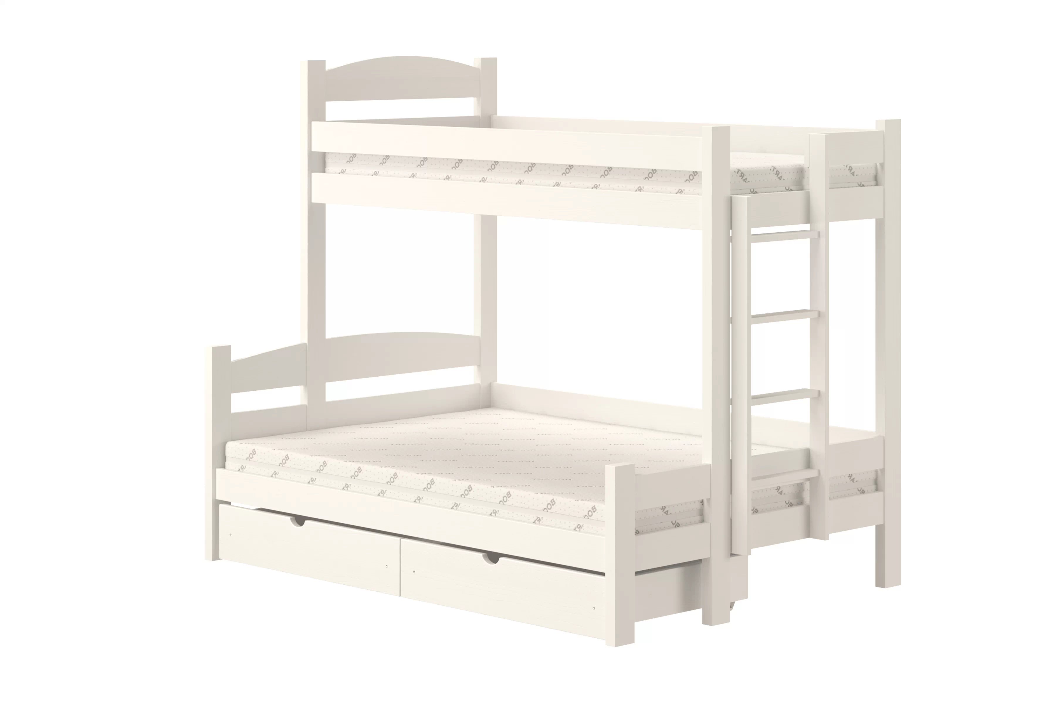 Patrová postel Lovic pravá 90x200/140x200 cm - bílá Postel patrová  Lovic 90x200/140x200 se zásuvkami pravá - bílá