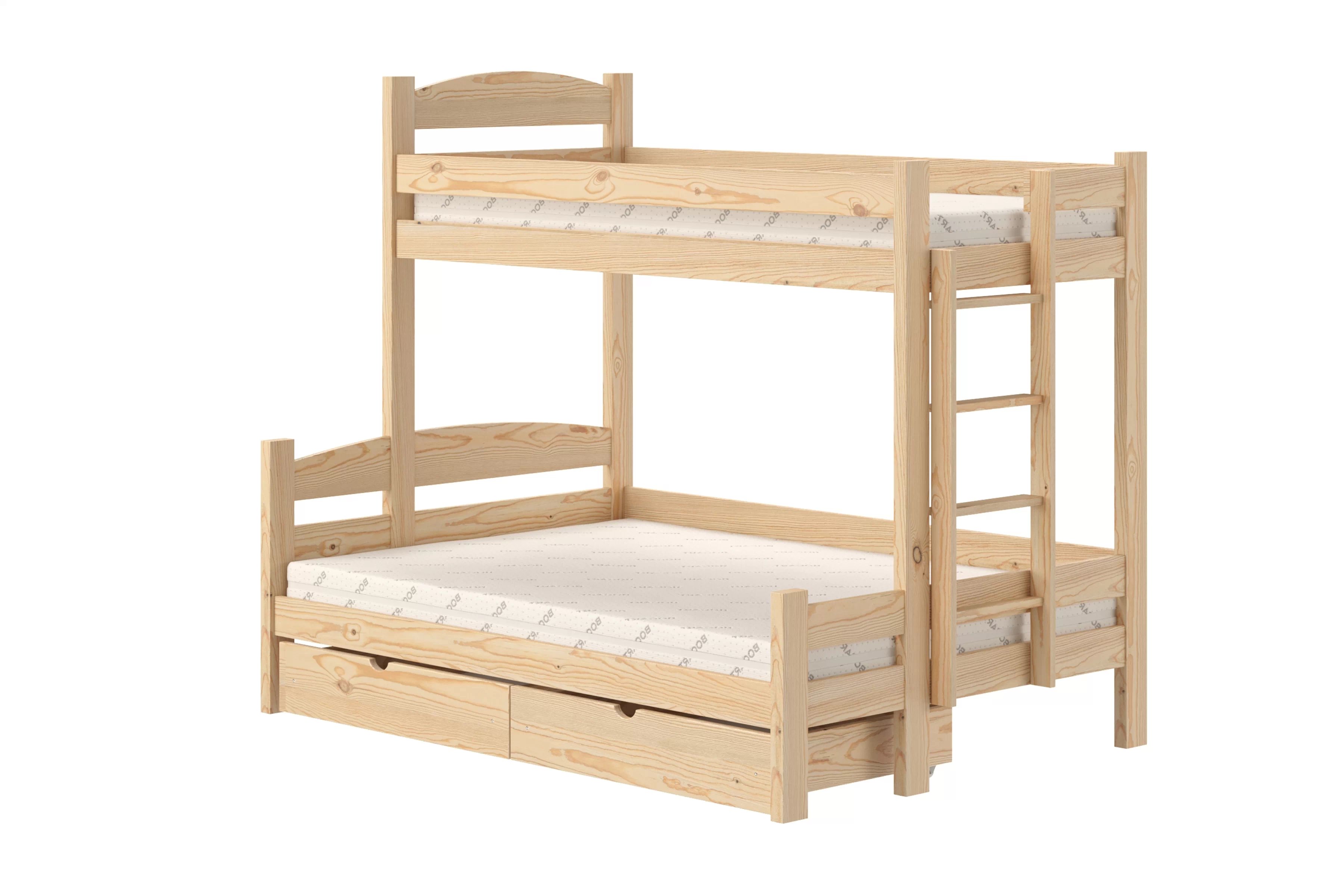 Patrová postel Lovic pravá 90x200/140x200 cm - borovice Postel patrová  Lovic 90x200/140x200 se zásuvkami pravá - borovice