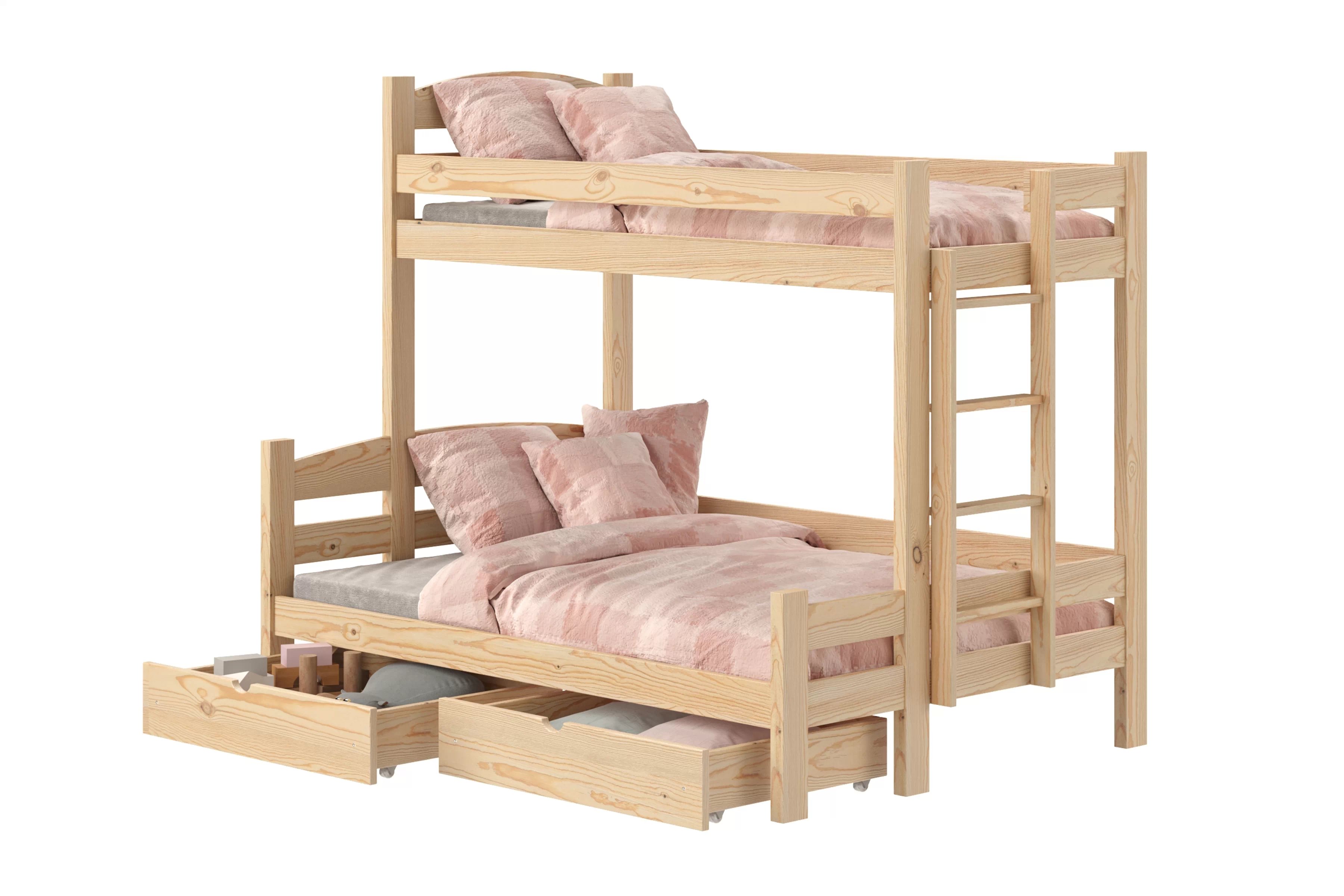 Patrová postel Lovic pravá 90x200/140x200 cm - borovice Postel patrová  Lovic 90x200/140x200 se zásuvkami pravá - borovice