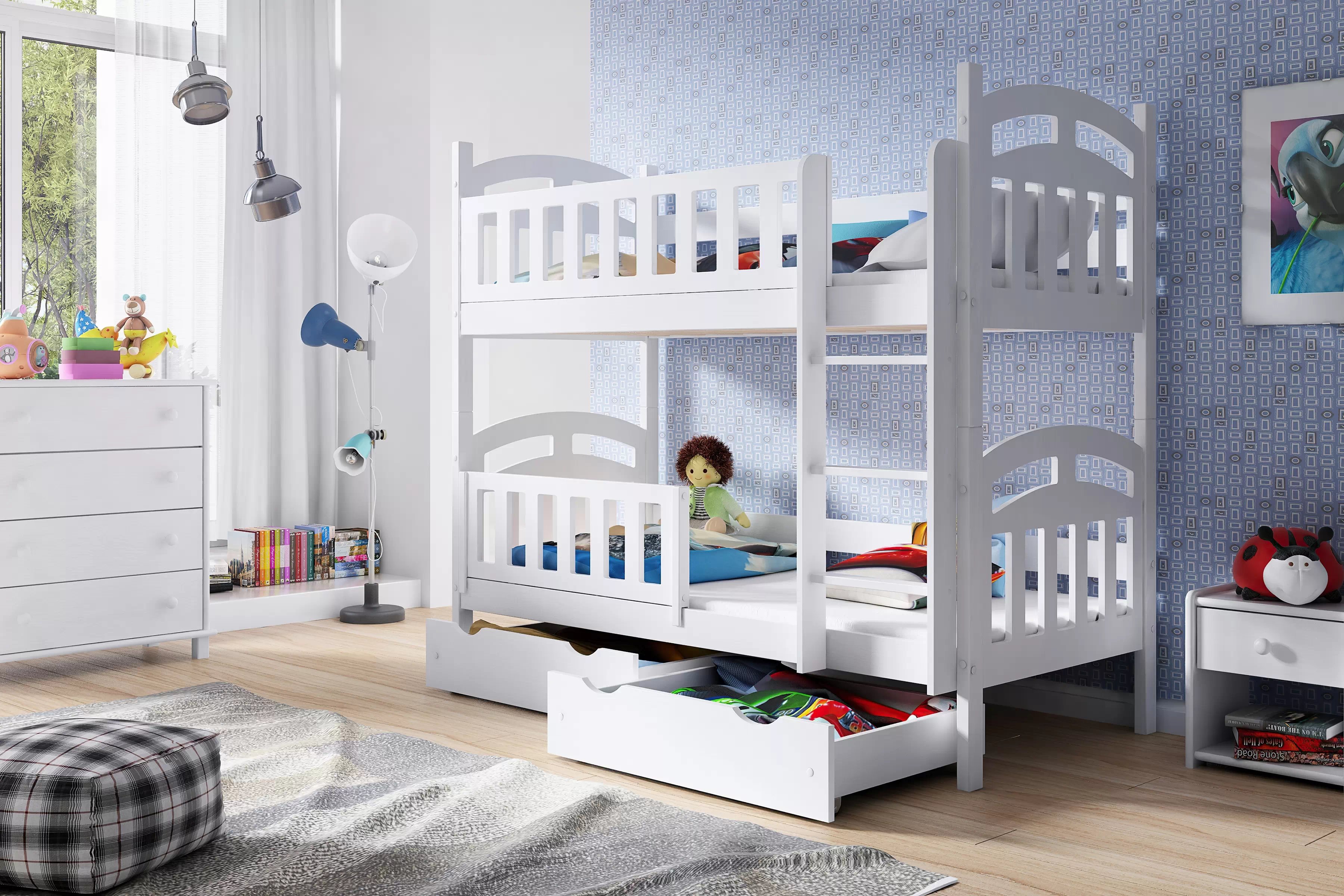 Postel patrová  Nati 90x200 se zásuvkami - bílá  - Omezená nabídka Postel patrová  Nati 90x200 se zásuvkami - bílá