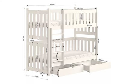 Patrová postel Swen 80x180 cm - černá Postel patrová  Swen - černá / 80x180