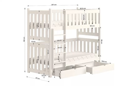 Patrová postel Swen 80x200 cm - grafitová Postel patrová  Swen - grafit / 80x200