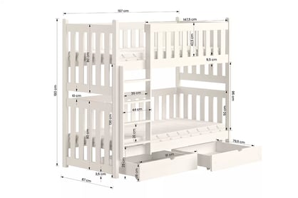 Patrová postel Swen 80x190 cm - borovice Postel patrová  Swen - borovice / 80x190