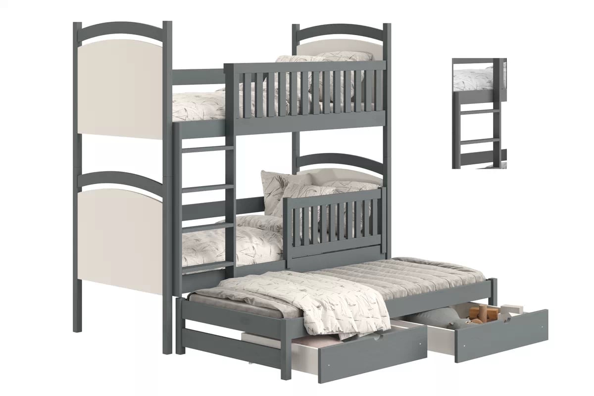 Patrová výsuvná postel Amely s tabulí na fixy 80x160 cm - grafitová Postel patrová  výsuvná z tablica suchoscieralna Amely - 80x160 / grafit