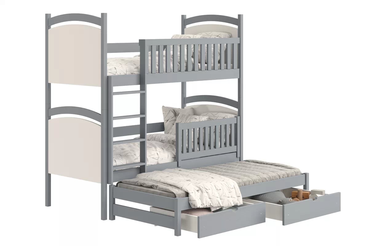 Patrová výsuvná postel Amely s tabulí na fixy 80x160 cm - šedá Postel patrová  výsuvná z tablica suchoscieralna Amely - 80x160 / šedá