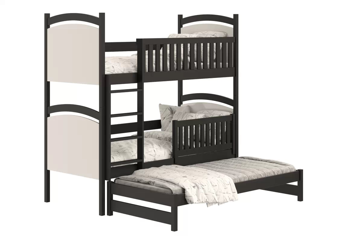 Poschodová posteľ s prístelkou s tabuľou Amely - Čierny, 80x190 Posteľ poschodová výsuvna z tablica suchoscieralna Amely - 80x190 / Čierny