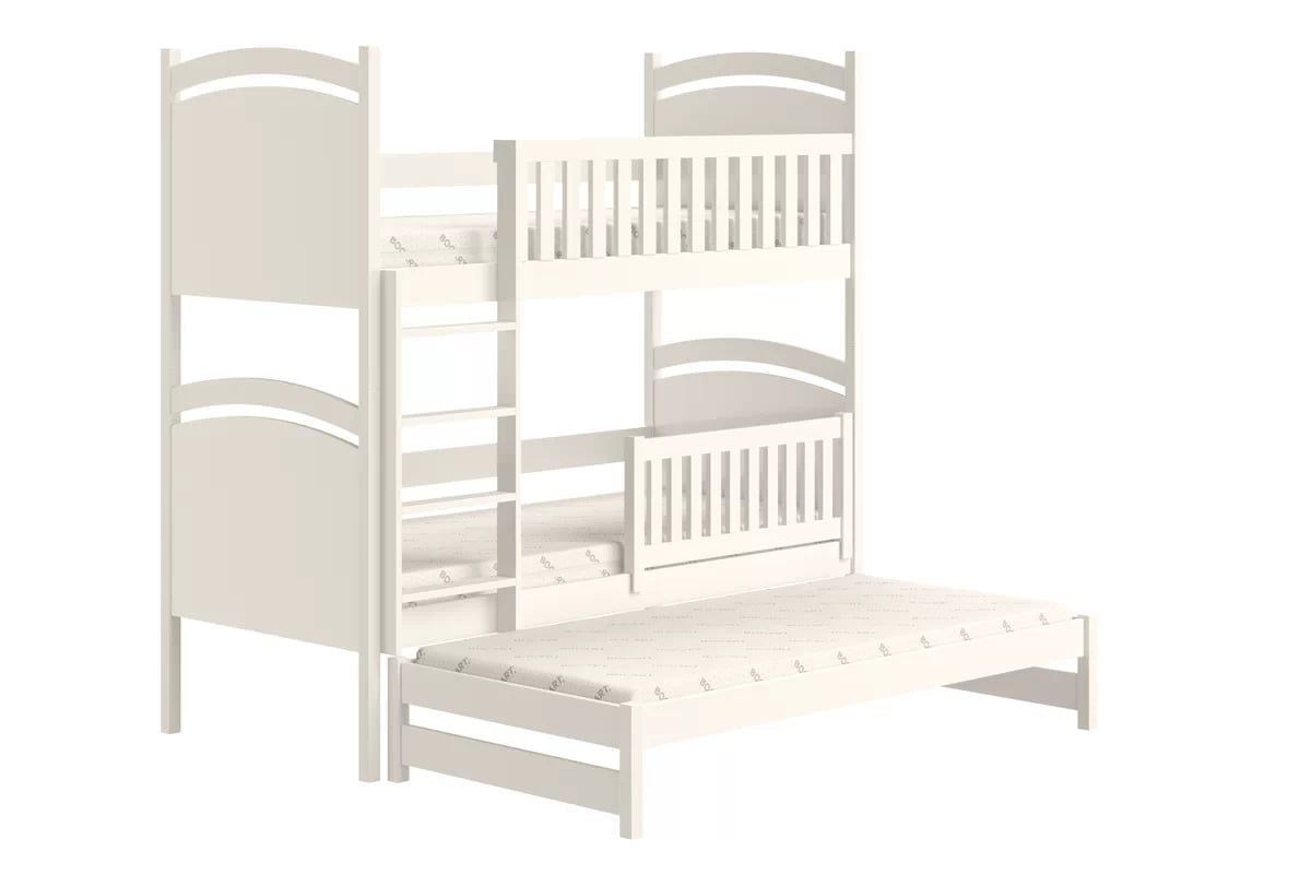 Poschodová posteľ s prístelkou s tabuľou Amely - biely, 80x200 Posteľ poschodová výsuvna z tablica suchoscieralna Amely - 80x200 / Biely