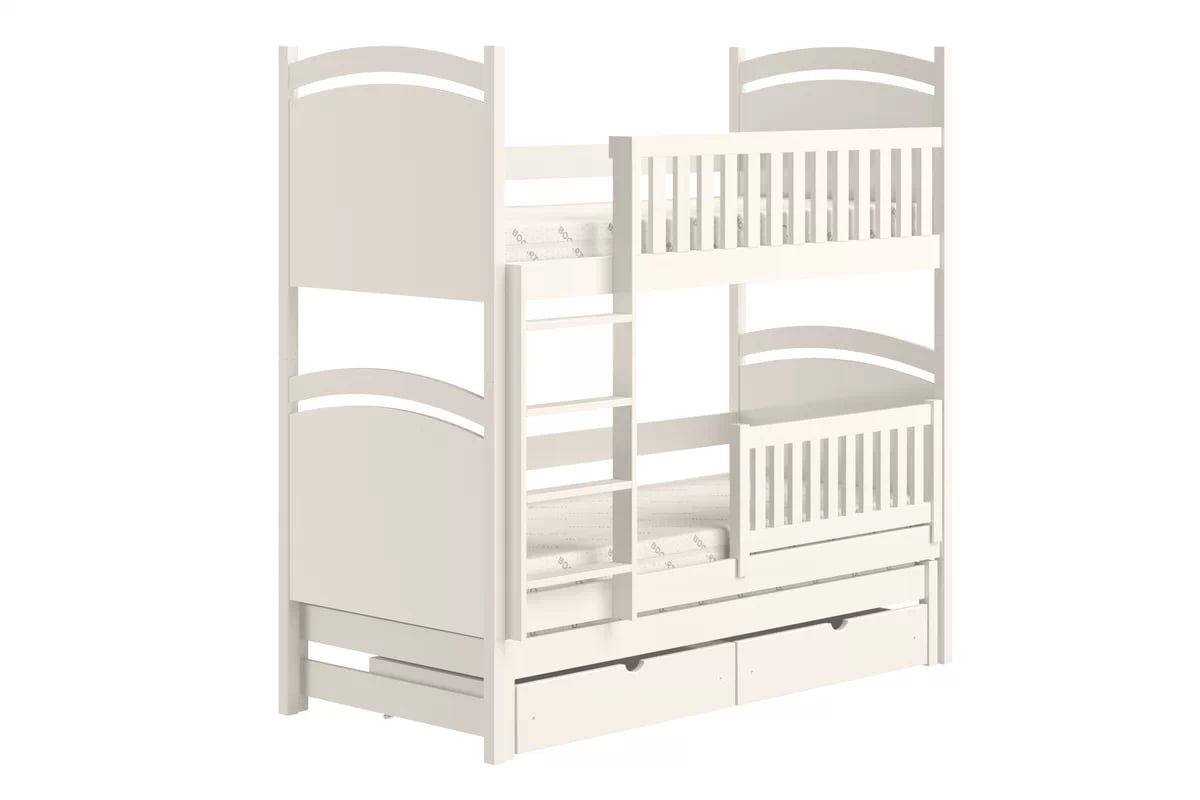 Poschodová posteľ s prístelkou s tabuľou Amely - biely, 80x200 Posteľ poschodová výsuvna z tablica suchoscieralna Amely - 80x200 / Biely