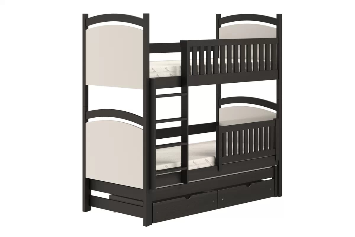 Poschodová posteľ s prístelkou s tabuľou Amely - Čierny, 90x180 Posteľ poschodová výsuvna z tablica suchoscieralna Amely - 90x180 / Čierny