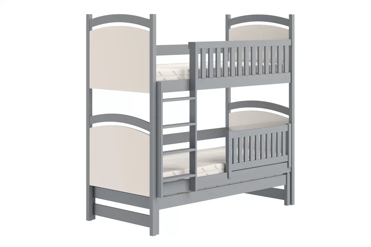 Poschodová posteľ Amely s prístelkou a tabuľou stierateľnou za sucha - 90x190 cm - šedá Posteľ poschodová výsuvna z tablica suchoscieralna Amely - 90x190 / šedý