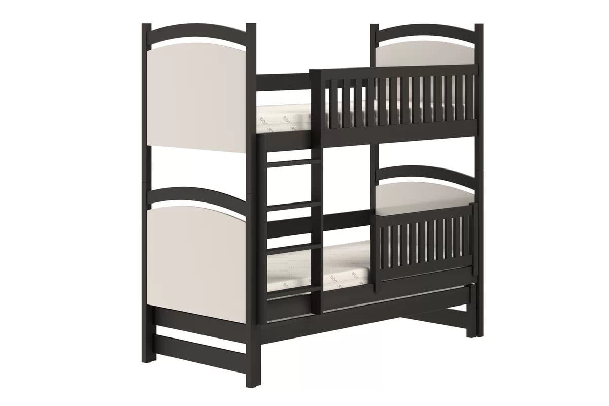 Poschodová posteľ s prístelkou s tabuľou Amely - Čierny, 90x200 Posteľ poschodová výsuvna z tablica suchoscieralna Amely - 90x200 / Čierny 