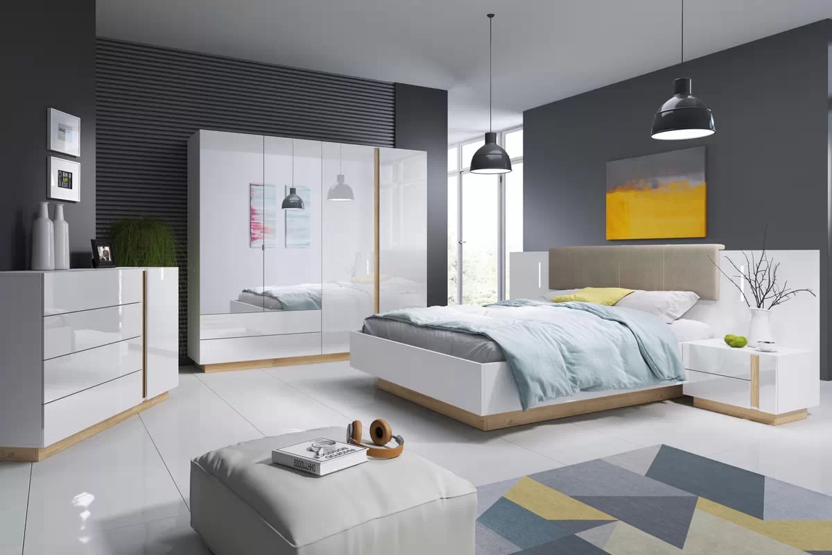 Postel Arcano S 160x200 cm s vnitřním úložným prostorem - bílá / dub grandson postel do ložnice Arcano S vnitřním úložným prostorem160x200 - Bílý/Dub grandson