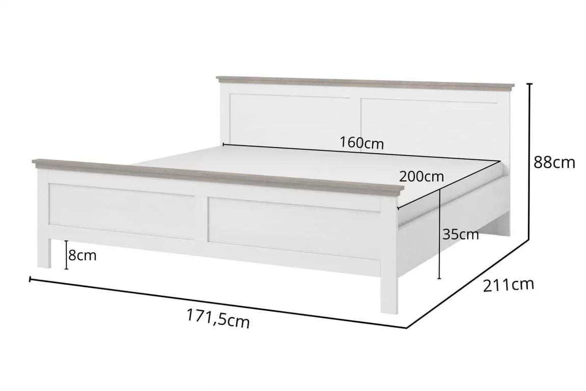 Postel pro ložnice Evora 30 - 140x200 - bílá abisko ash / dub lefkas Postel pro ložnice Evora 30 - 140x200 - bílá abisko ash / dub lefkas