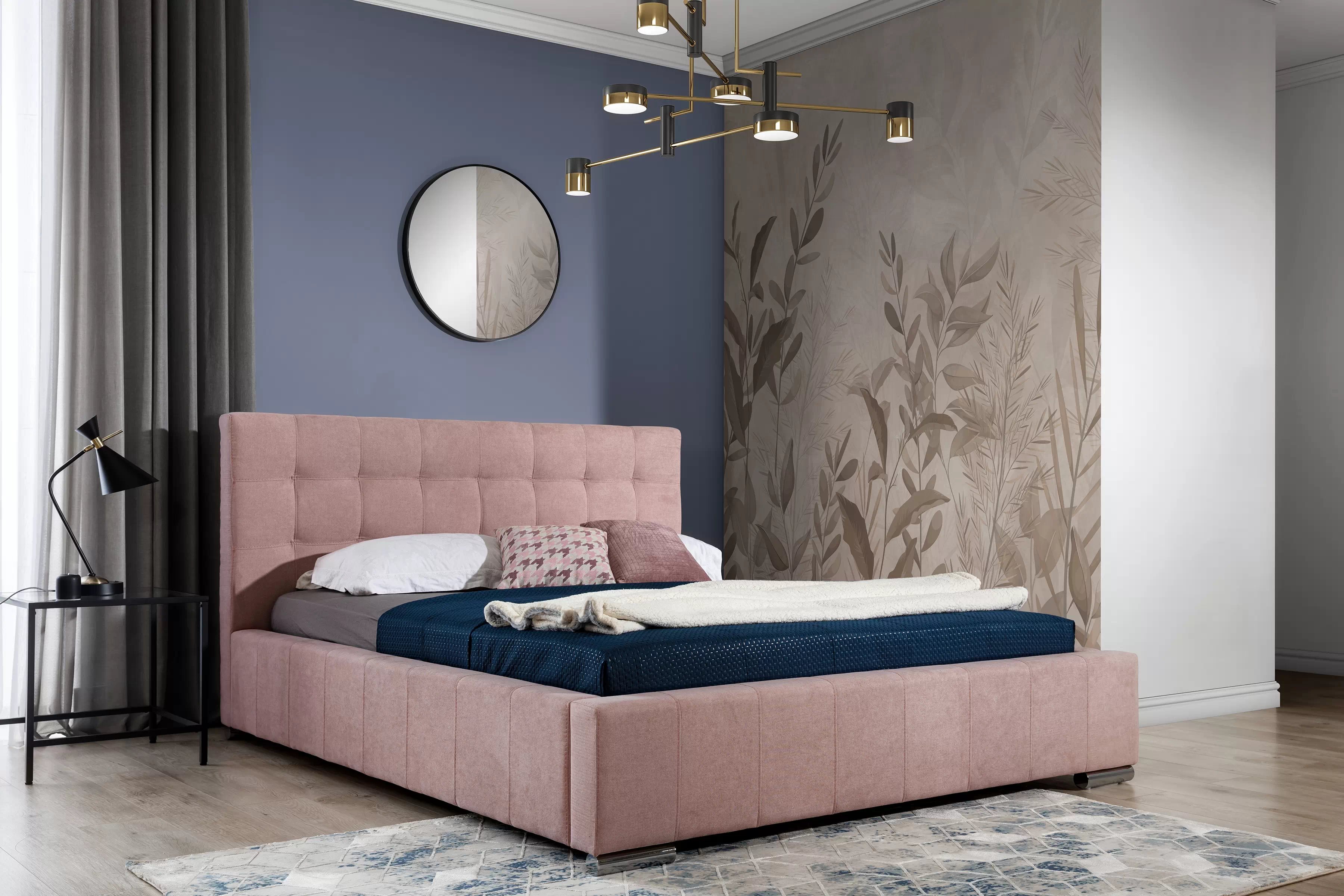 Manželská posteľ Firenzo s úložným priestorom 180x200 - ružový zamat Soro 61 Posteľ do  spálňa  Firenzo 180x200 S vnútorným úložným priestorom- Ružová velúr Soro 61