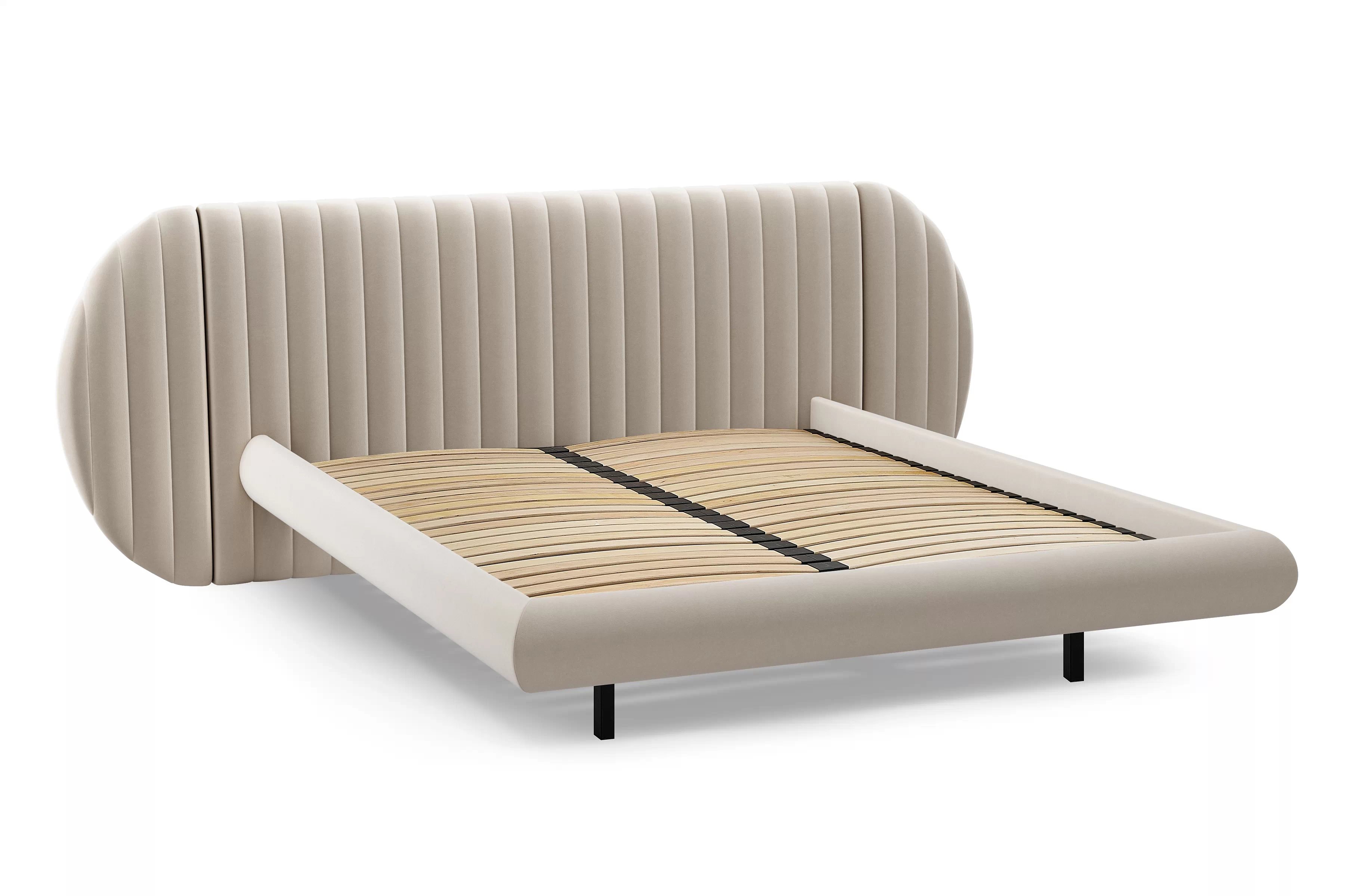 Čalúnená posteľ Galin 160x200 – Velluto 2 Posteľ do  spálňa  Galin 160x200 lewitujace - béžový velúr Velluto 2