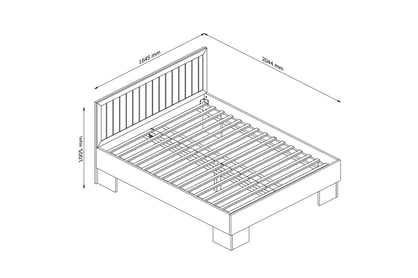 Posteľ L1 Prowansja Borovica Andersen Posteľ do spálne L1 160x200 Prowansja - szkic z wymiarami 