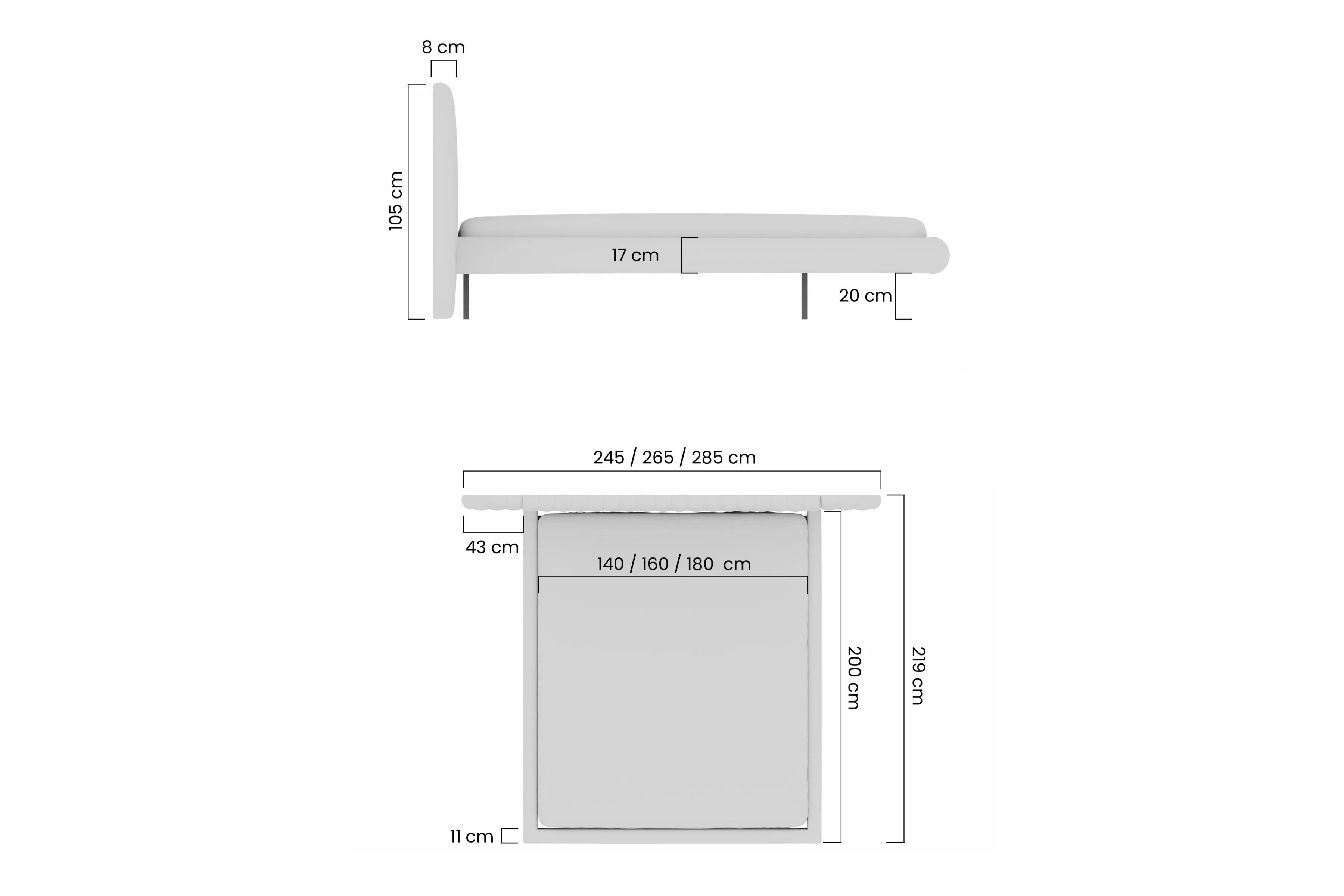 Postel Galin 140x200 cm - béžová Velluto 2 Postel pro ložnice lewitujace Galin 140x200 - béžová welwet Velluto 2