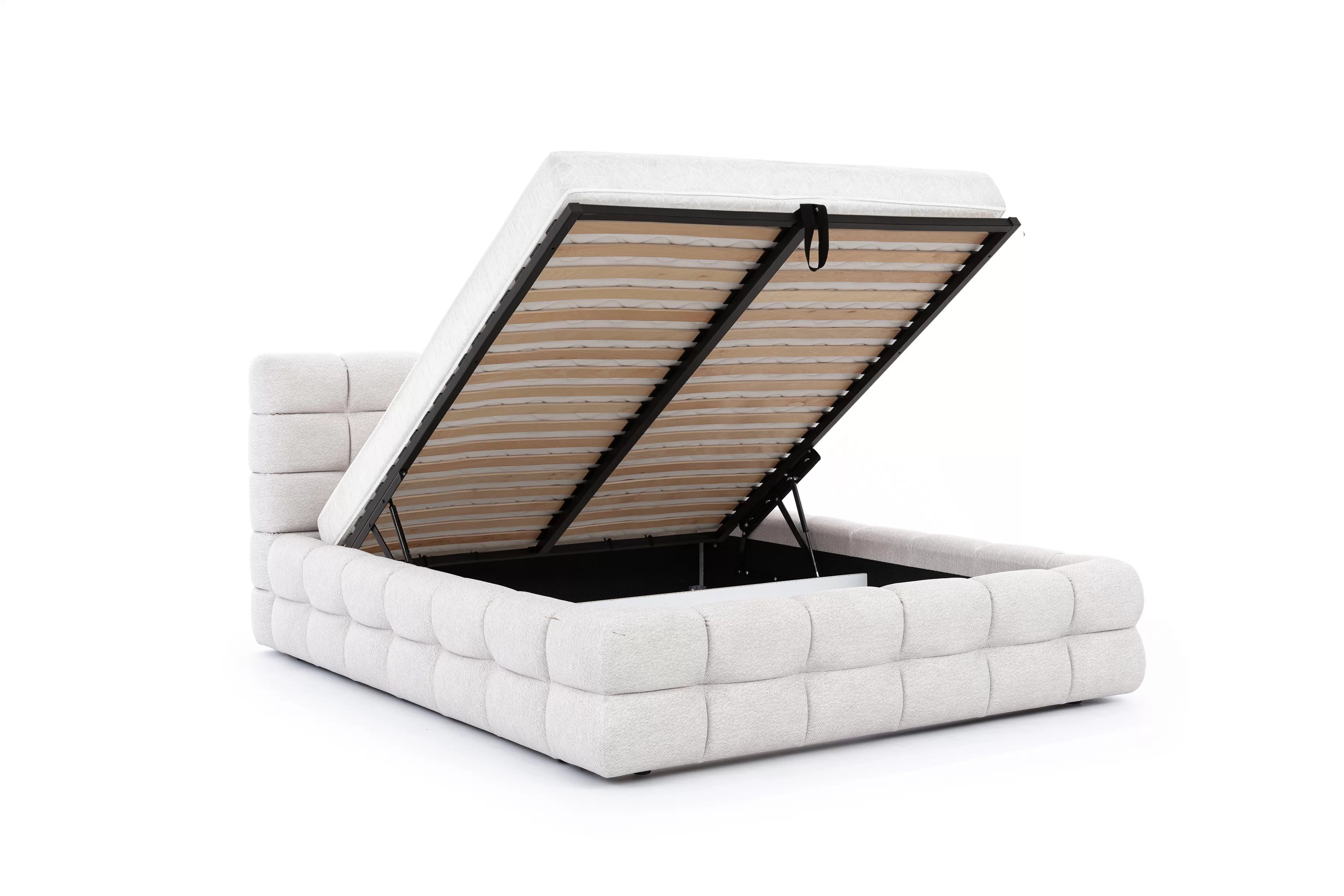 Manželská postel Magnelio Prestige 160x200 s úložným prostorem - béžová bouclé Catch Me 02 Postel pro ložnice Magnelio 160x200 s úložným prostorem- béžová boucla Catch Me 02