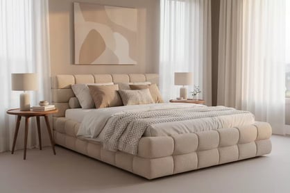 Manželská postel Magnelio Prestige 160x200 s úložným prostorem - béžová bouclé Catch Me 02 Postel pro ložnice Magnelio Prestige 160x200 s úložným prostorem- béžová boucla Catch Me 02