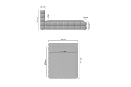 Manželská posteľ Magnelio Prestige 160x200 s úložným priestorom - béžová boucle Raven 22 Posteľ do  spálňa  Magnelio Prestige 160x200 S vnútorným úložným priestorom- Béžová boucle Raven 22