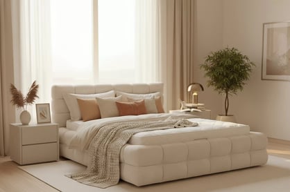 Manželská postel Magnelio Prestige 180x200 s úložným prostorem - béžový samet Hold Me 01 Postel pro ložnice Magnelio Prestige 180x200 s úložným prostorem- béžová welwet Hold Me 01 