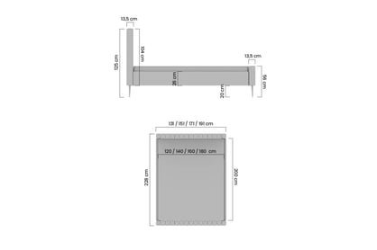 Čalouněná postel Nicole 120x200 cm - béžová Leo 03 / zlaté nožky Postel do ložnice Nicole 120x200 - béžová potahová látka snadno čistitelný Leo 03 / Nohy zlote