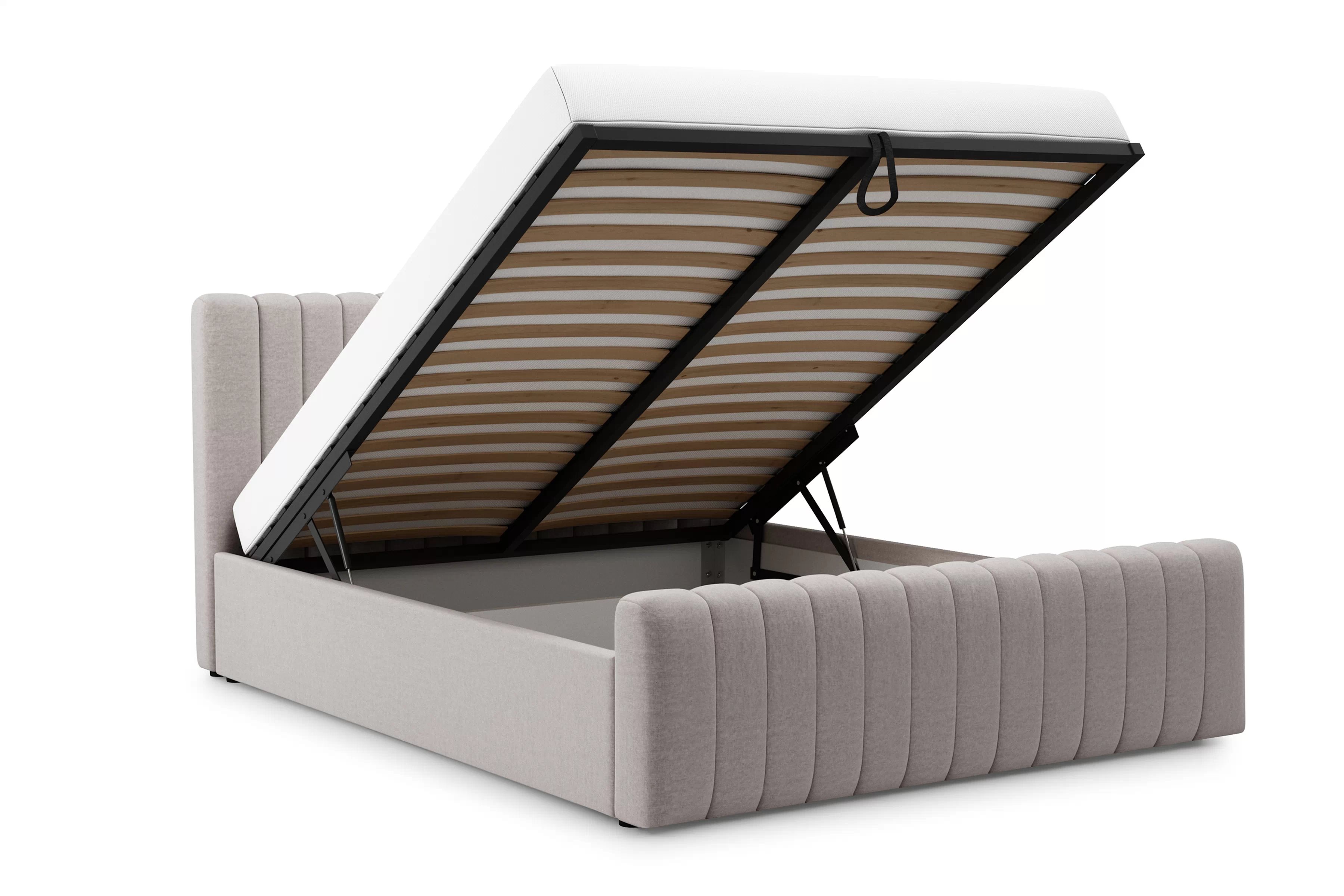 Manželská posteľ Nicole 180x200 s úložným priestorom - béžová ľahkočistiteľná látka Maya 01 Posteľ do  spálňa  Nicole 180x200 S vnútorným úložným priestorom- Béžová ľahkočistiaca Maya 01