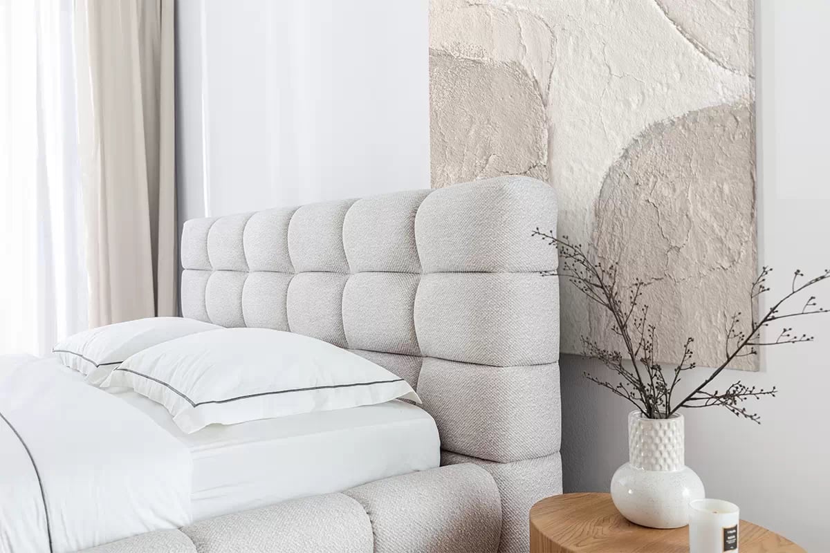 Čalouněná postel s úložným prostorem Magnelio 160x200 cm – béžová Leo 03 Postel pro ložnice s úložným prostorem Magnelio 160x200 - béžová potahová látka snadno čistitelný Leo 03