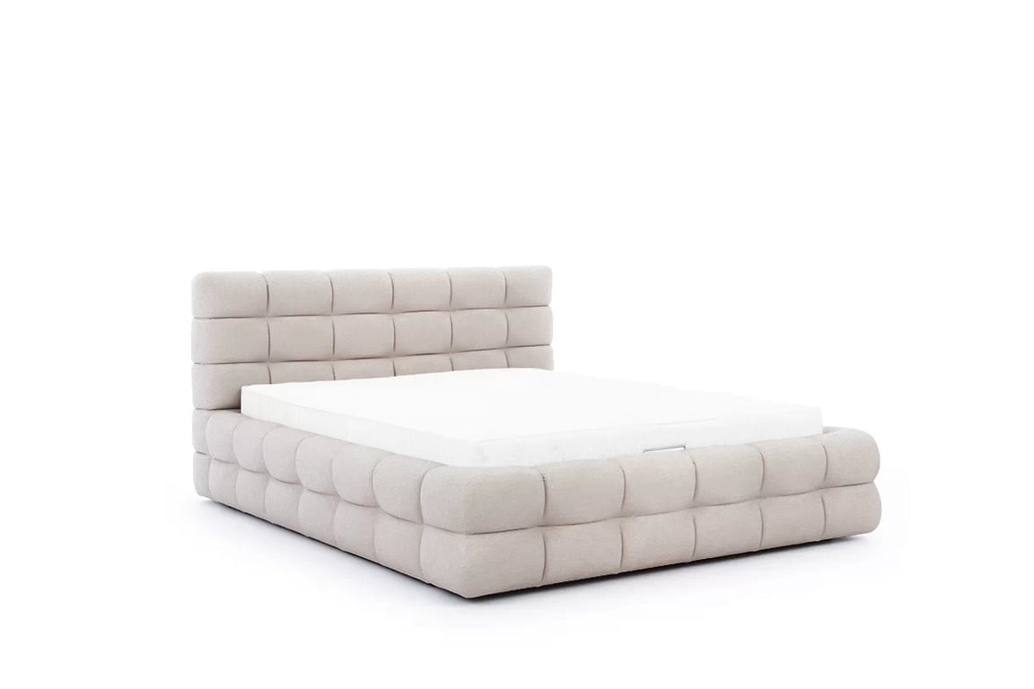 Magnelio tárolós kárpitozott ágy 180x200 cm - bézs Element 17 velúr Lozko háloszoba tárolokkal Magnelio 180x200 - bézs Velúr Element 17 