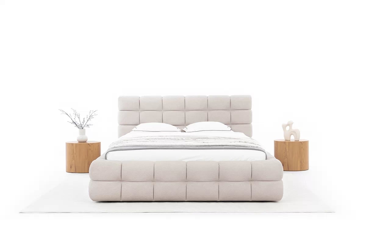 Čalouněná postel Magnelio 180x200 s úložným prostorem - béžový samet Element 17 Postel pro ložnice s úložným prostorem Magnelio 180x200 - béžová samet Element 17