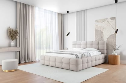 Magnelio tárolós kárpitozott ágy 180x200 cm - bézs Element 17 velúr Lozko háloszoba tárolokkal Magnelio 180x200 - bézs Velúr Element 17 