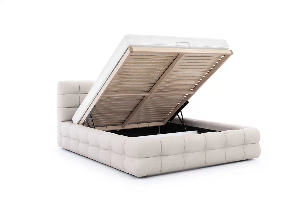 Čalouněná postel Magnelio 180x200 s úložným prostorem - béžový samet Element 17 Postel pro ložnice s úložným prostorem Magnelio 180x200 - béžová samet Element 17