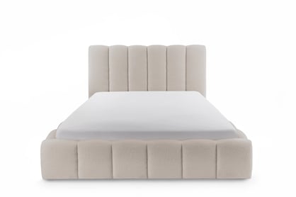 Čalúnená posteľ Aura 160x200 s úložným priestorom - béžová bouclé Quelle 03 Posteľ čalúnená Aura 160x200 S vnútorným úložným priestorom- Béžová bukla Quelle 03