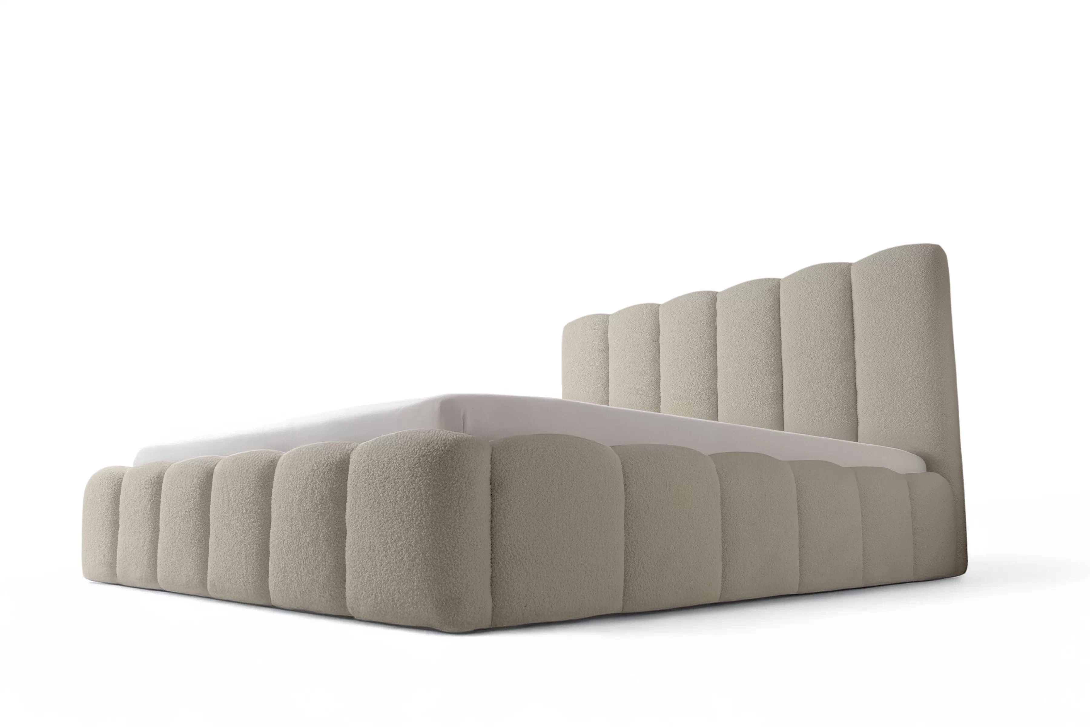 Manželská posteľ Aura 160x200 s úložným priestorom - béžové buklé Quelle 05 Posteľ čalúnená Aura 160x200 S vnútorným úložným priestorom- Béžová bukla Quelle 05