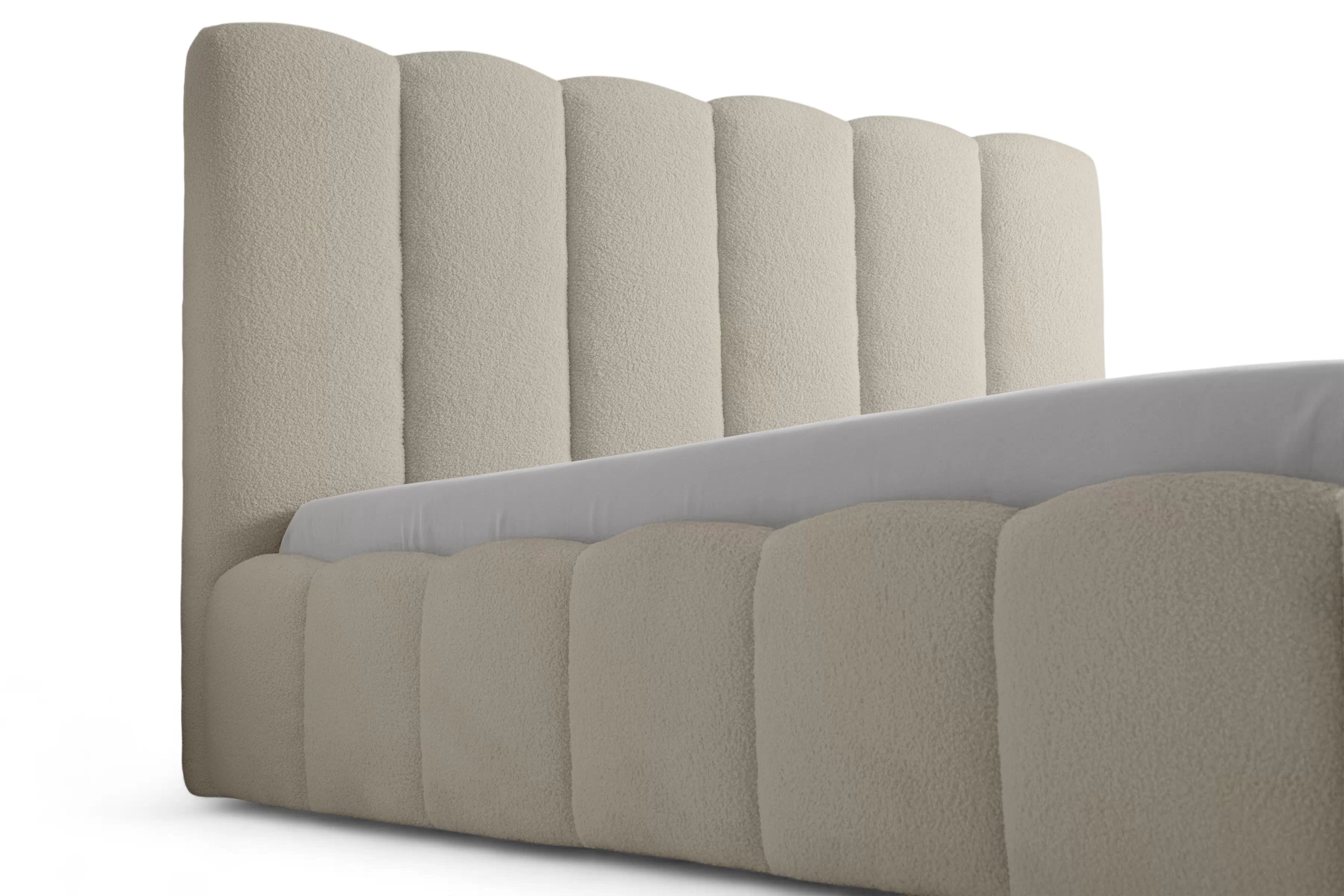 Manželská posteľ Aura 160x200 s úložným priestorom - béžové buklé Quelle 05 Posteľ čalúnená Aura 160x200 S vnútorným úložným priestorom- Béžová bukla Quelle 05