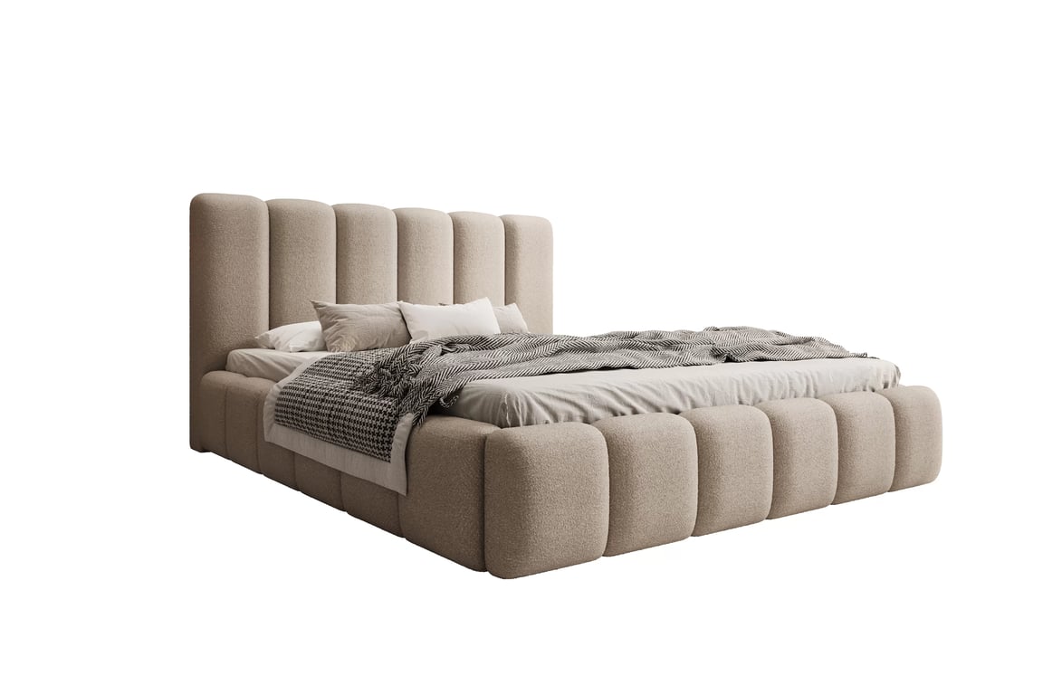 Čalouněná postel Aura 160x200 s úložným prostorem - béžová buklé Quelle 05 Postel čalouněné Aura 160x200 s úložným prostorem- béžová bukla Quelle 05