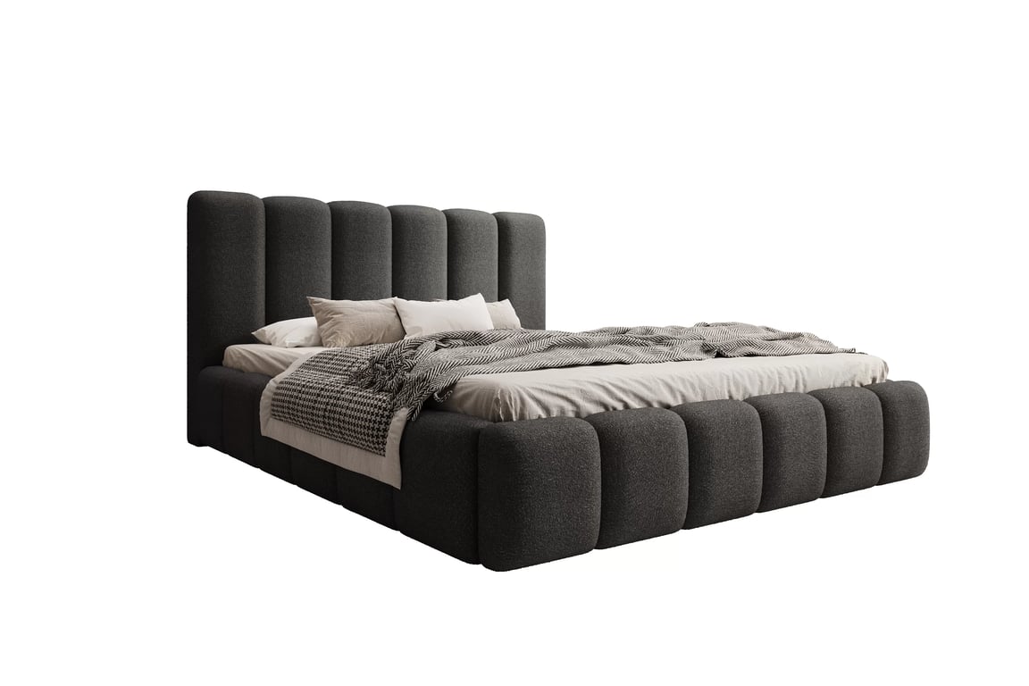 Čalouněná postel Aura 160x200 s úložným prostorem - tmavě šedá buklé Quelle 92 Postel čalouněné Aura 160x200 s úložným prostorem- ciemno šedá bukla Quelle 92