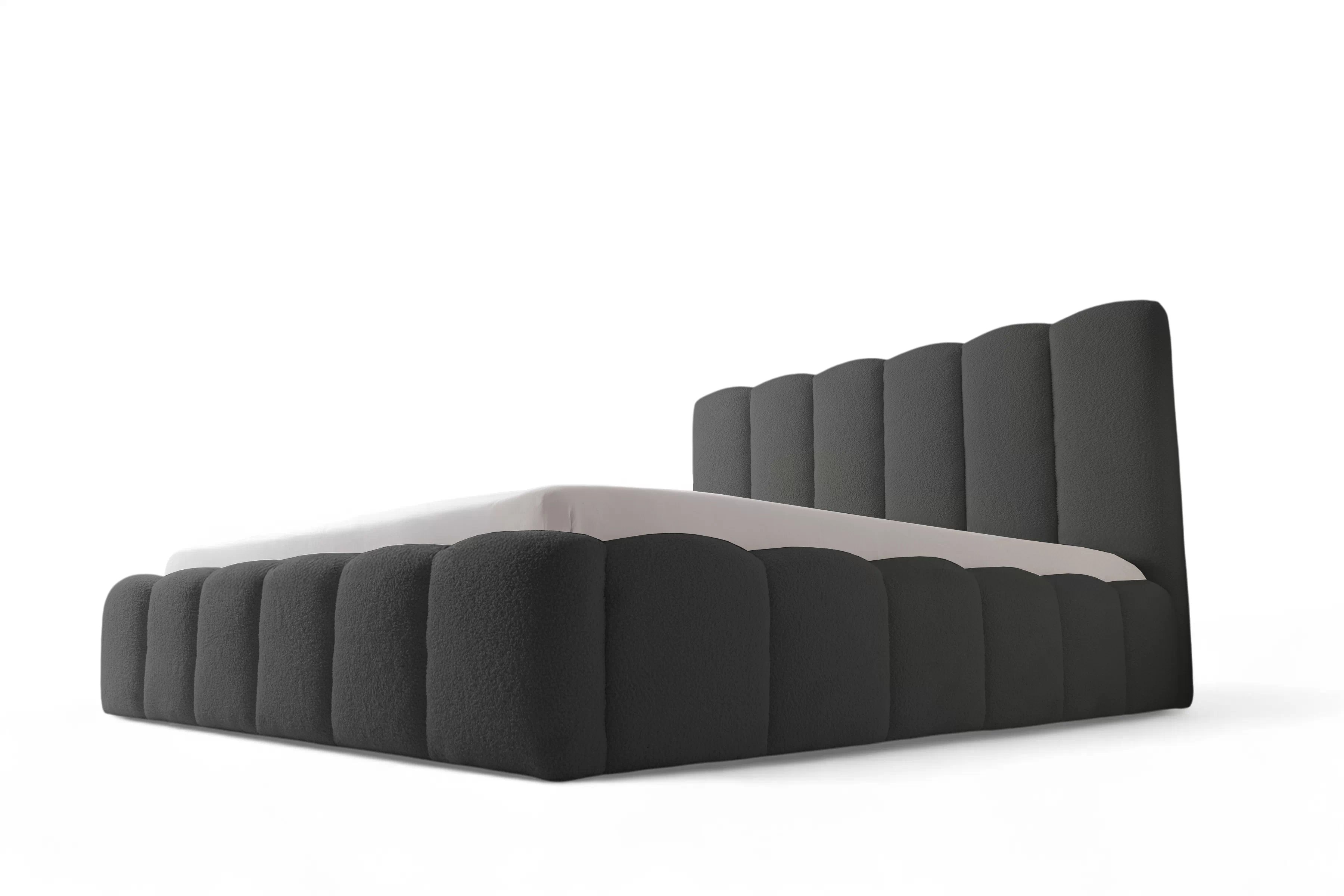 Manželská posteľ Aura 160x200 s úložným priestorom - tmavosivé buklé Quelle 92 Posteľ čalúnená Aura 160x200 S vnútorným úložným priestorom- ciemno šedá bukla Quelle 92