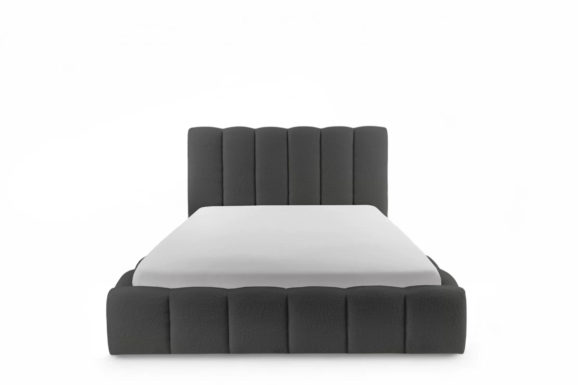 Manželská posteľ Aura 160x200 s úložným priestorom - tmavosivé buklé Quelle 92 Posteľ čalúnená Aura 160x200 S vnútorným úložným priestorom- ciemno šedá bukla Quelle 92