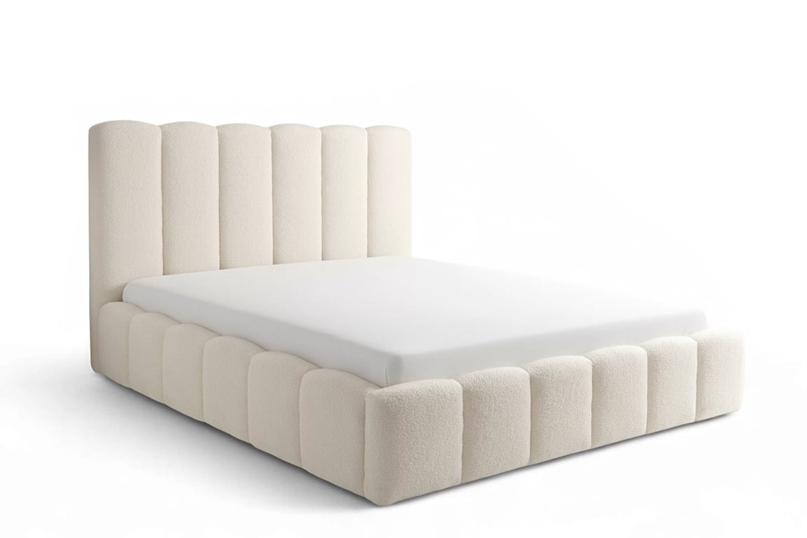 Čalúnená posteľ Aura s úložným priestorom 160x200 cm - svetlobéžová buklé Quelle 02 Posteľ čalúnená Aura 160x200 S vnútorným úložným priestorom- svetlý Béžová bukla Quelle 02
